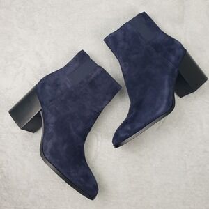 Vionic Vynn Navy Suede Block Heel Chelsea Ankle Bootie Boots Women's 9.5‎ Suede
